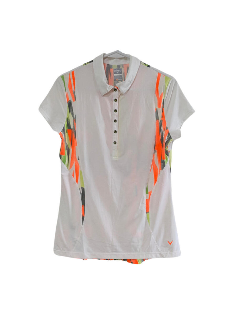 Callaway Women's Golf Polo Shirt Orange and Green Neon Accents, Size Small